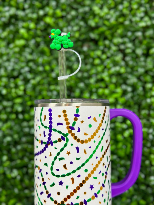 Green Bead Dog Straw Topper