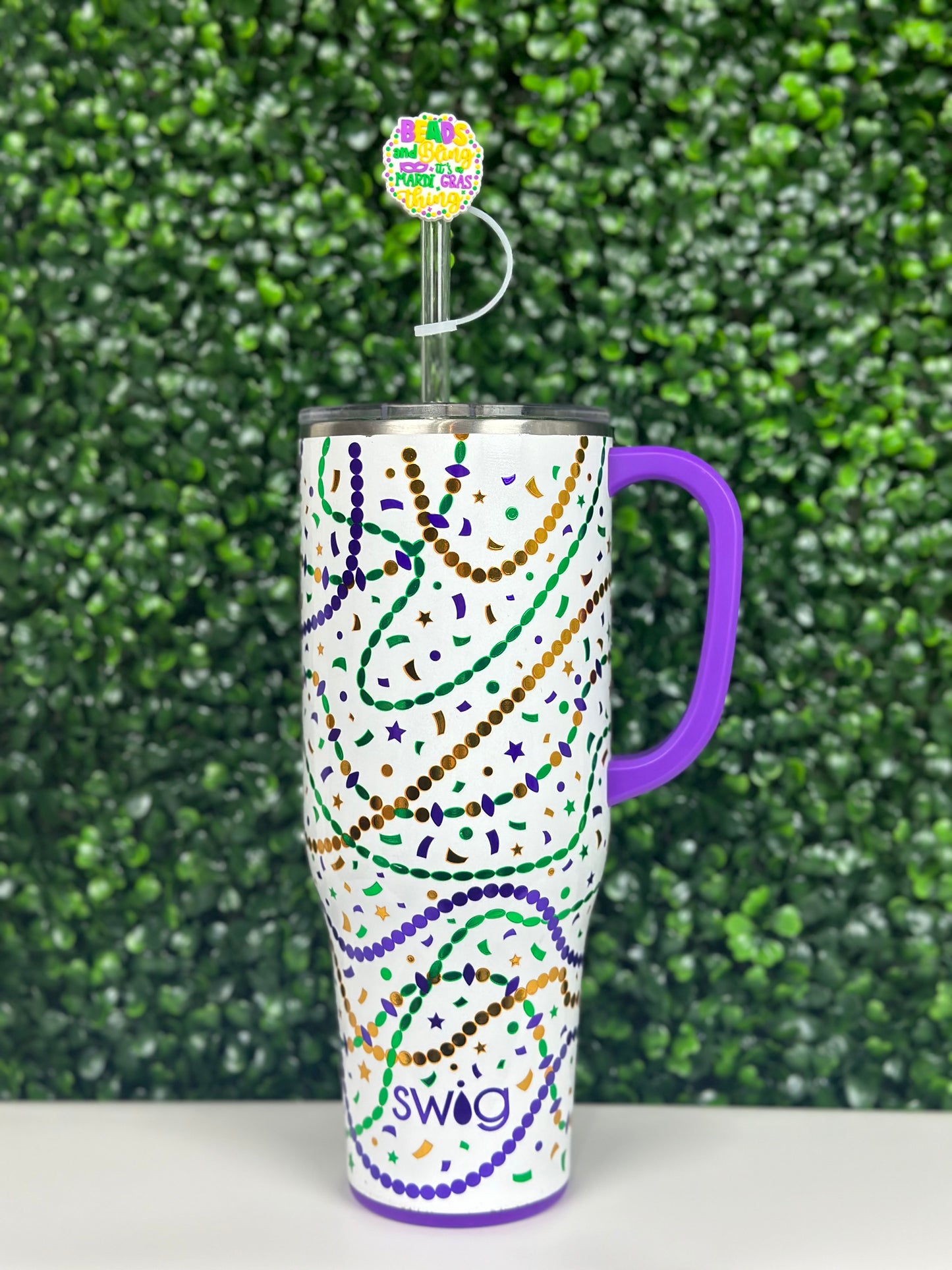 Beads and Bling it’s a Mardi Gras Thing Straw Topper
