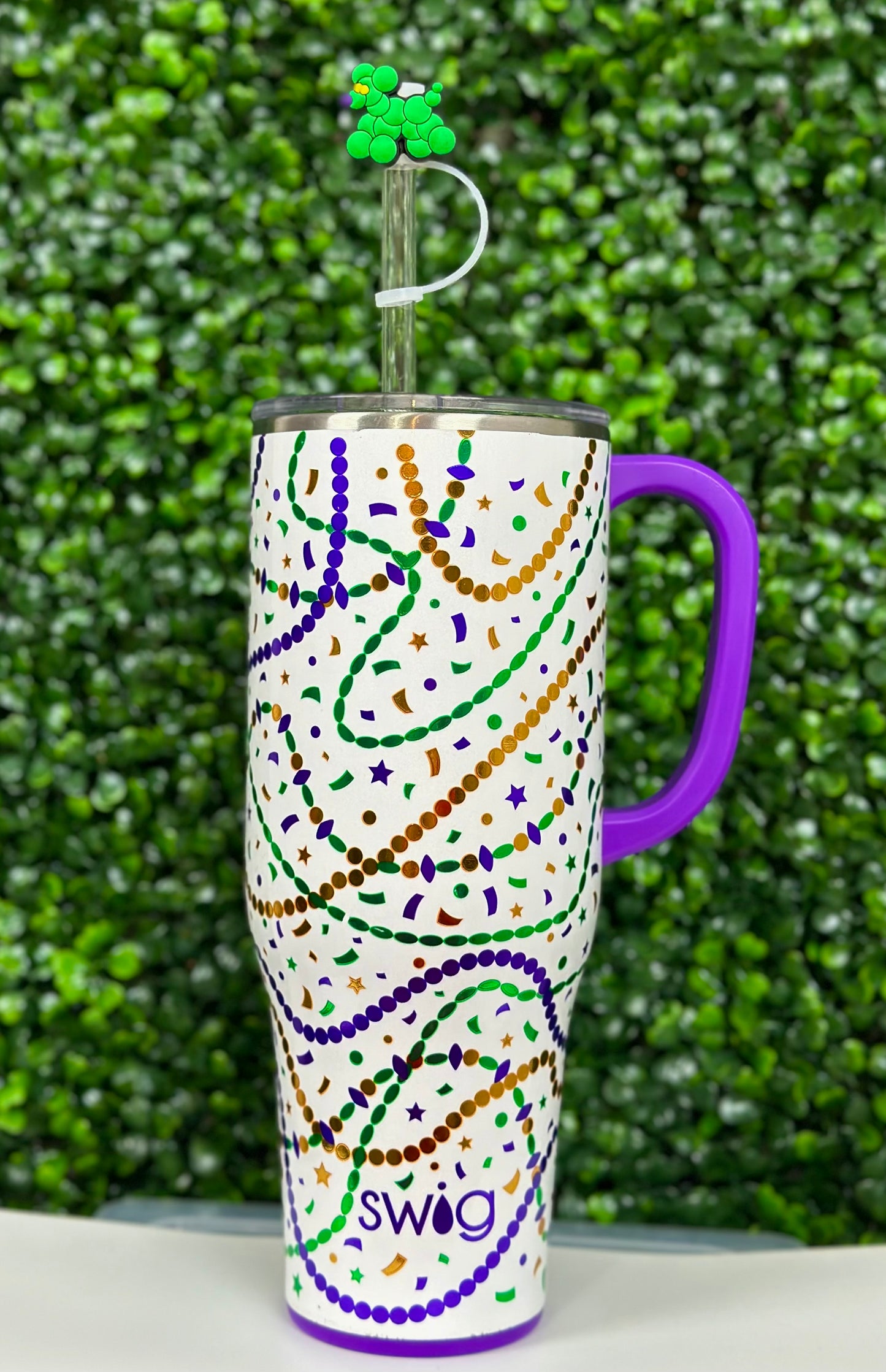 Green Bead Dog Straw Topper