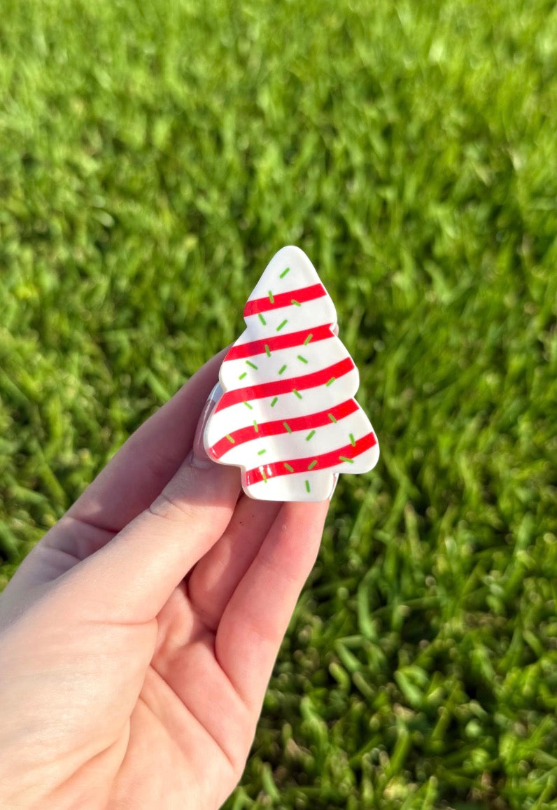 Mini Christmas Tree Cake Custom Claw Clip